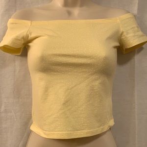 Pale yellow with white polka dots off the shoulder crop top - PACSUN